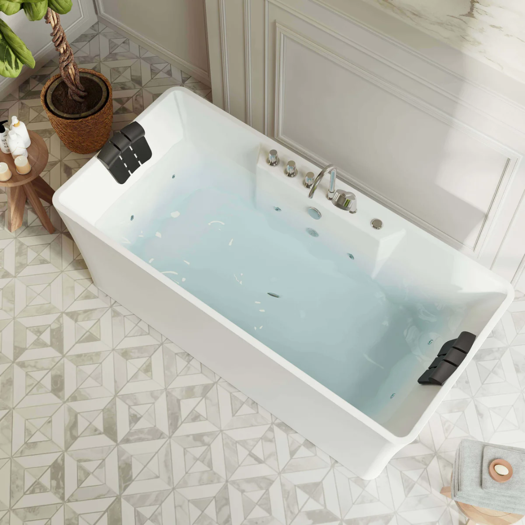59" Freestanding Whirlpool Rectangle Tub