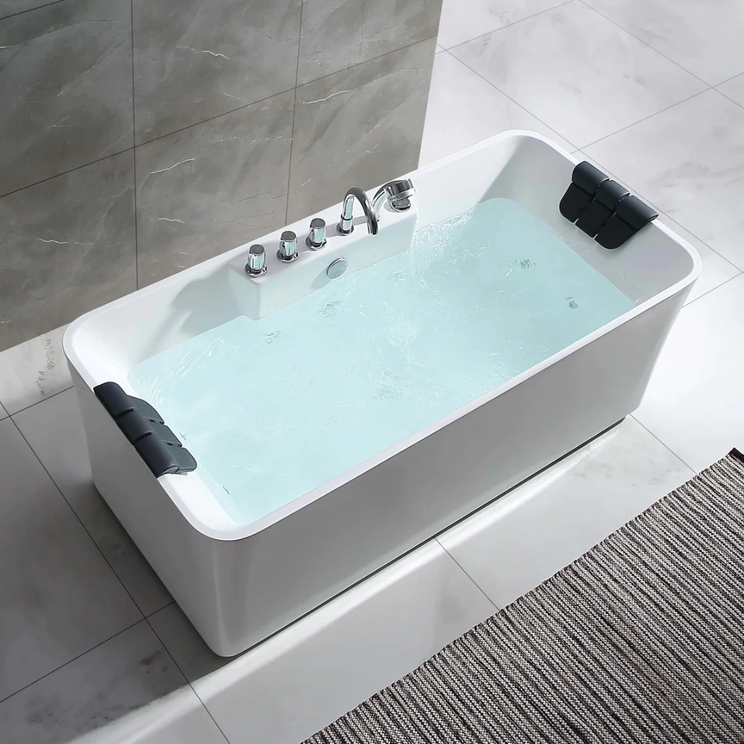 59" Freestanding Whirlpool Rectangle Tub