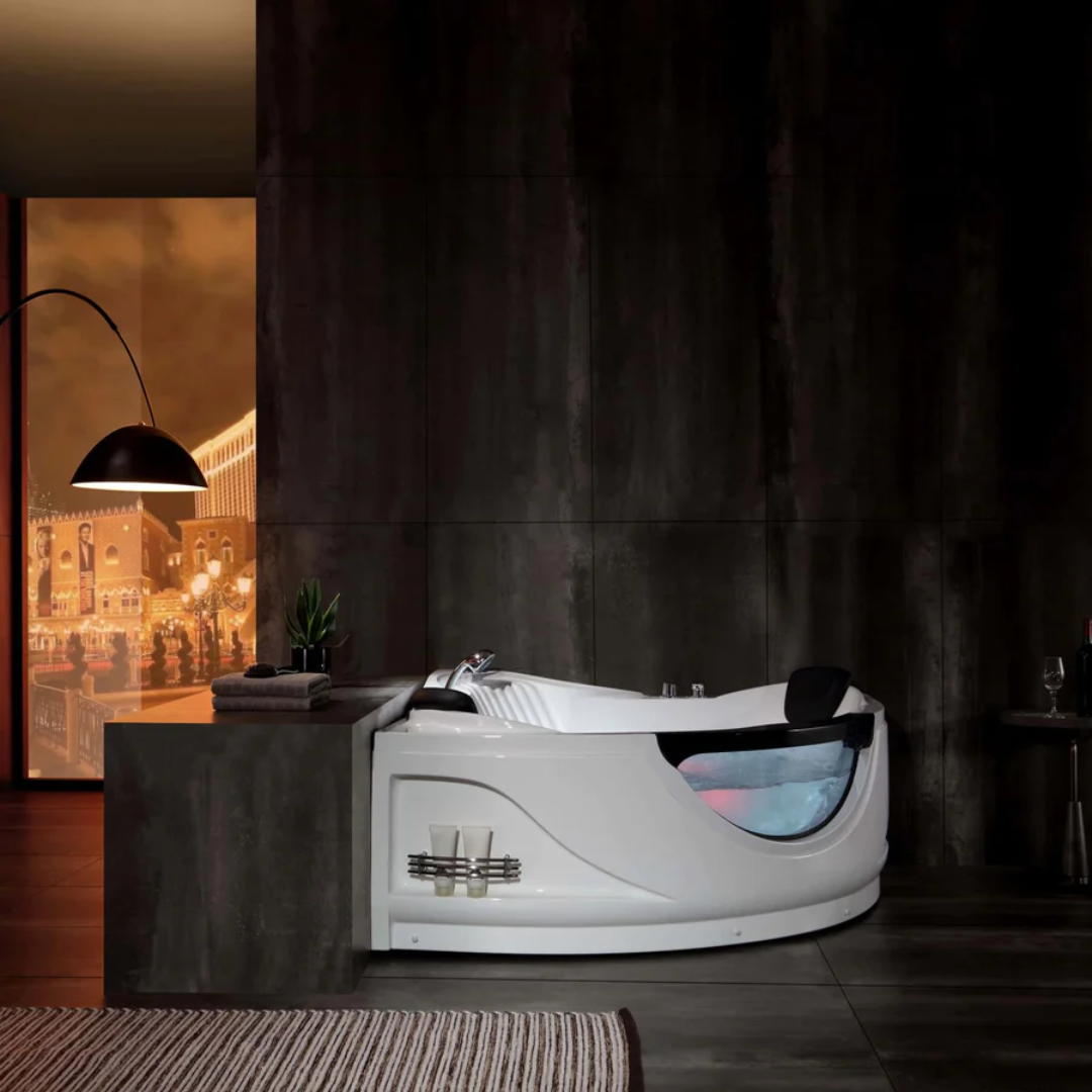 59" Alcove Whirlpool Thermostatic LED Tub