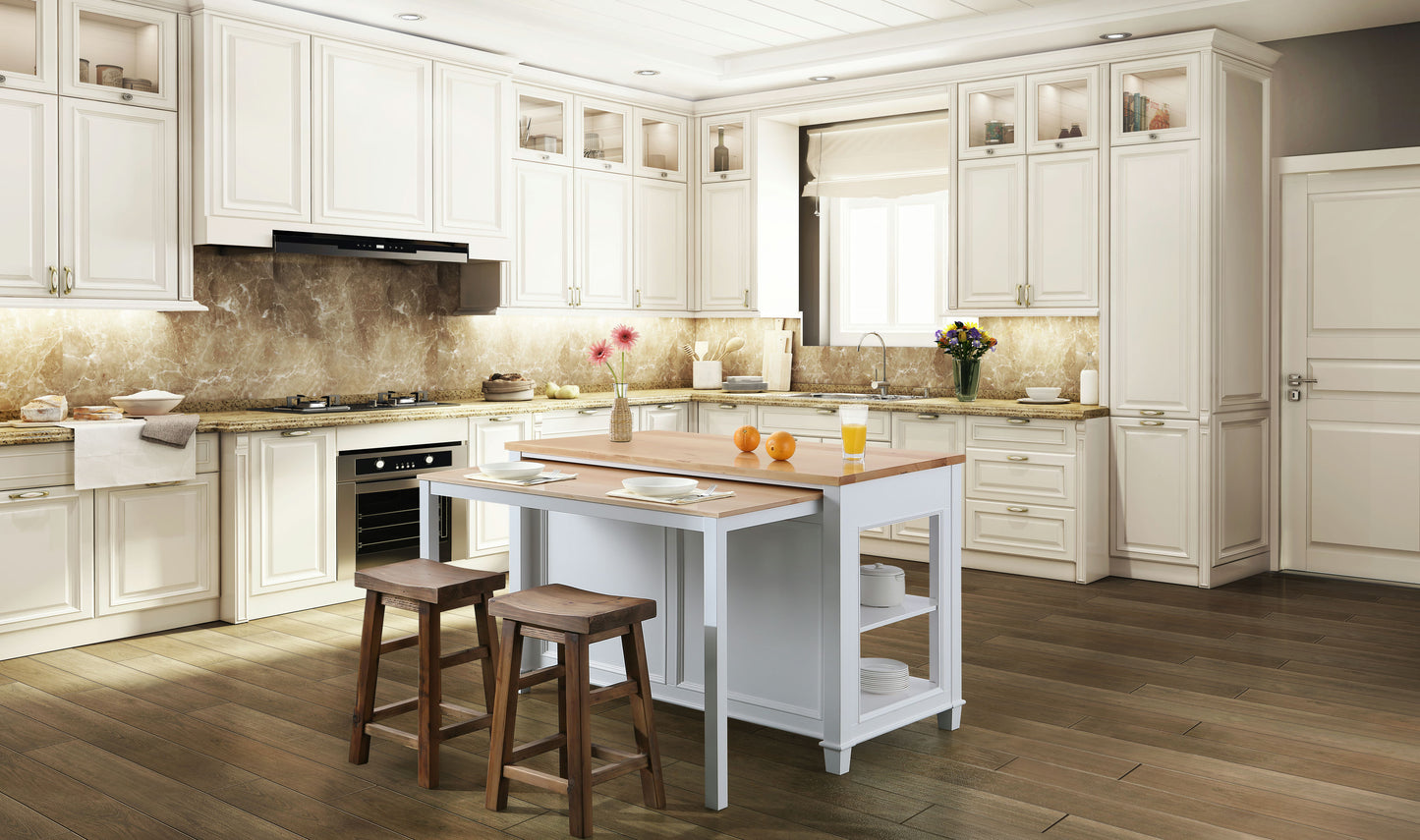 Medley 54 In. Kitchen Island With Slide Out Table in White