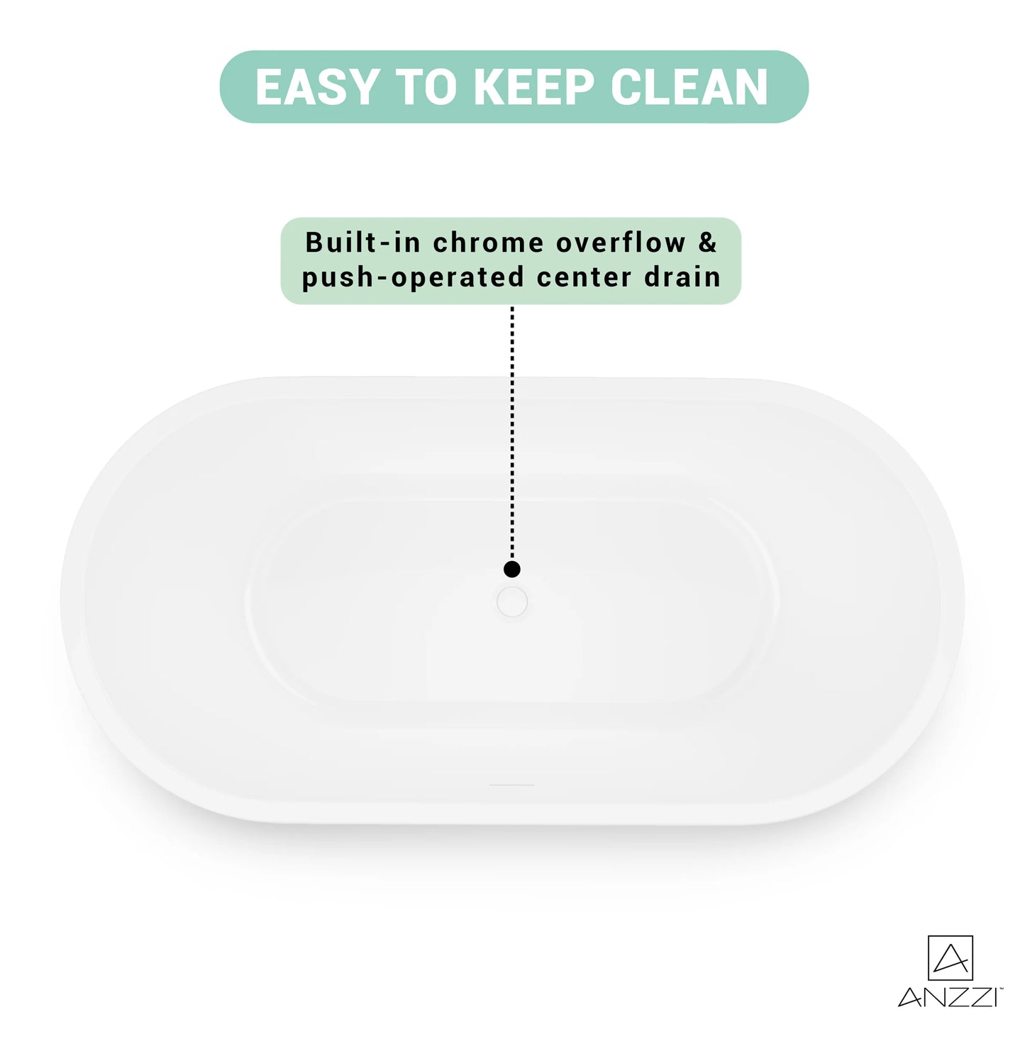 Chand Series 67 in. x 32 in. Flat Bottom Acrylic Freestanding Soaking Bathtub with Center Drain in Glossy Black