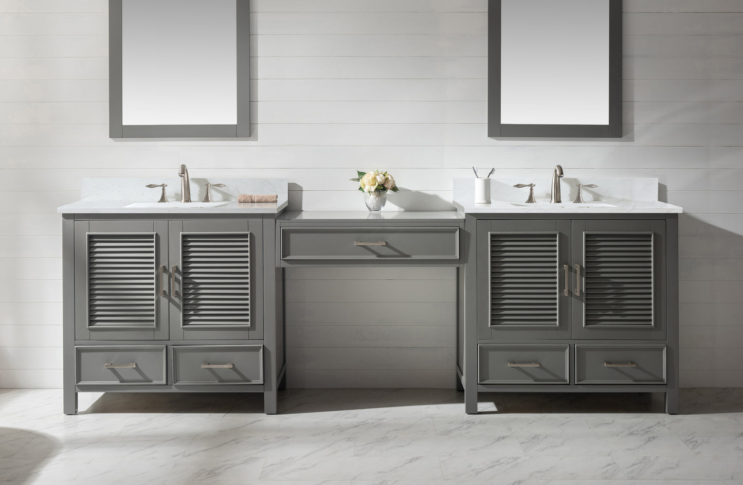 Estate 102" Double Sink Bathroom Vanity Modular Set in Gray