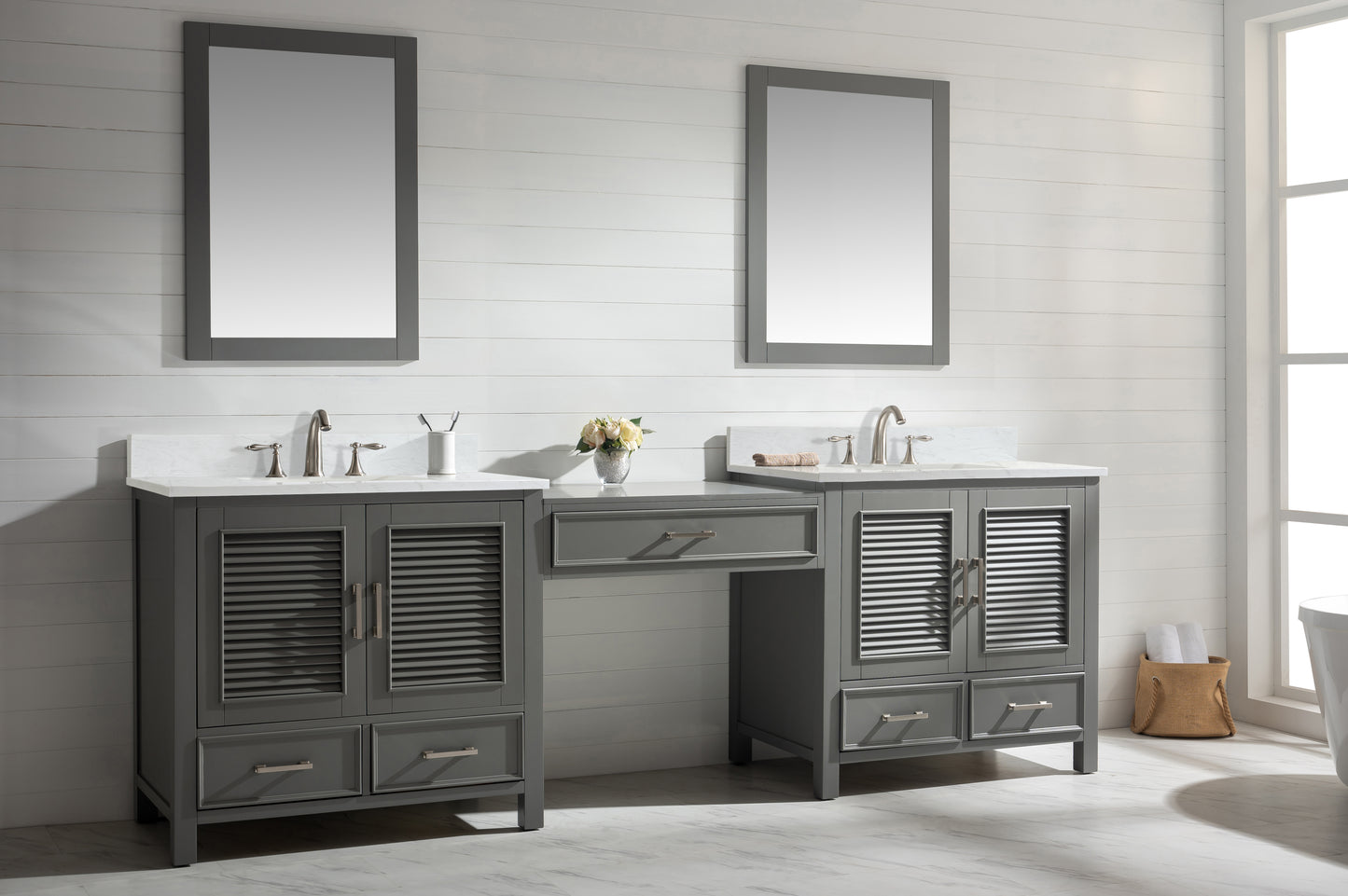 Estate 102" Double Sink Bathroom Vanity Modular Set in Gray