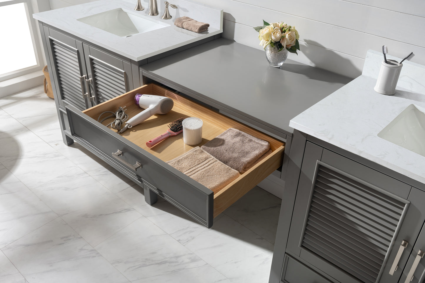 Estate 102" Double Sink Bathroom Vanity Modular Set in Gray