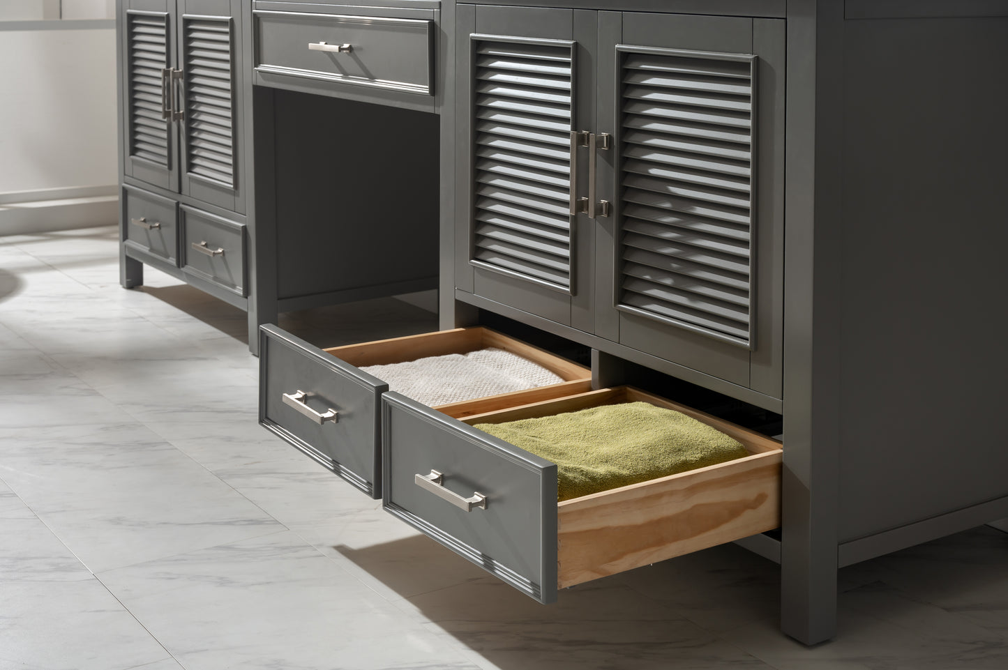 Estate 102" Double Sink Bathroom Vanity Modular Set in Gray