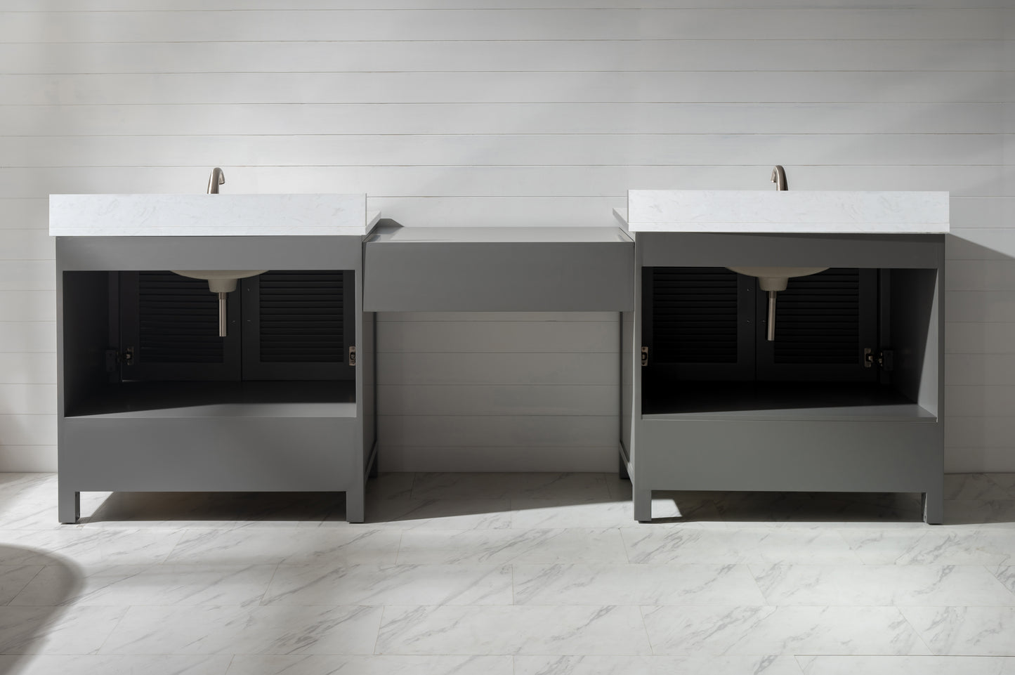 Estate 102" Double Sink Bathroom Vanity Modular Set in Gray