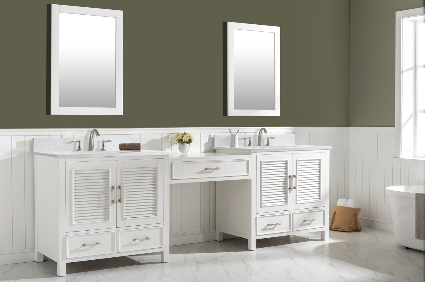 Estate 102" Double Sink Bathroom Vanity Modular Set in Gray
