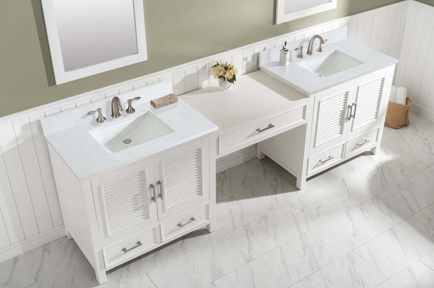 Estate 102" Double Sink Bathroom Vanity Modular Set in Gray