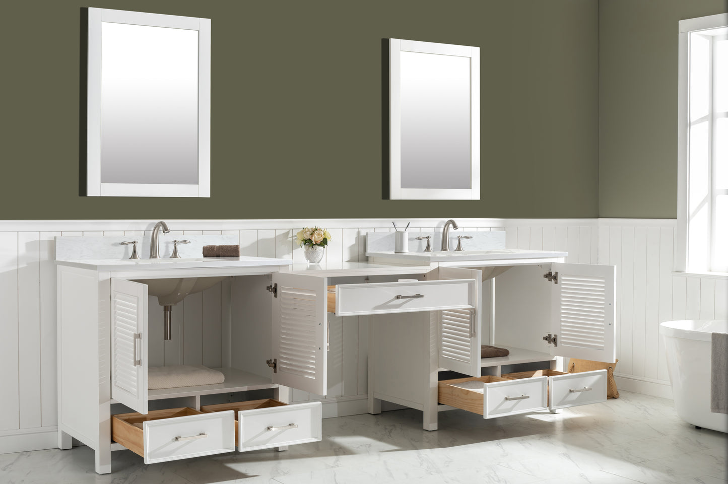 Estate 102" Double Sink Bathroom Vanity Modular Set in Gray