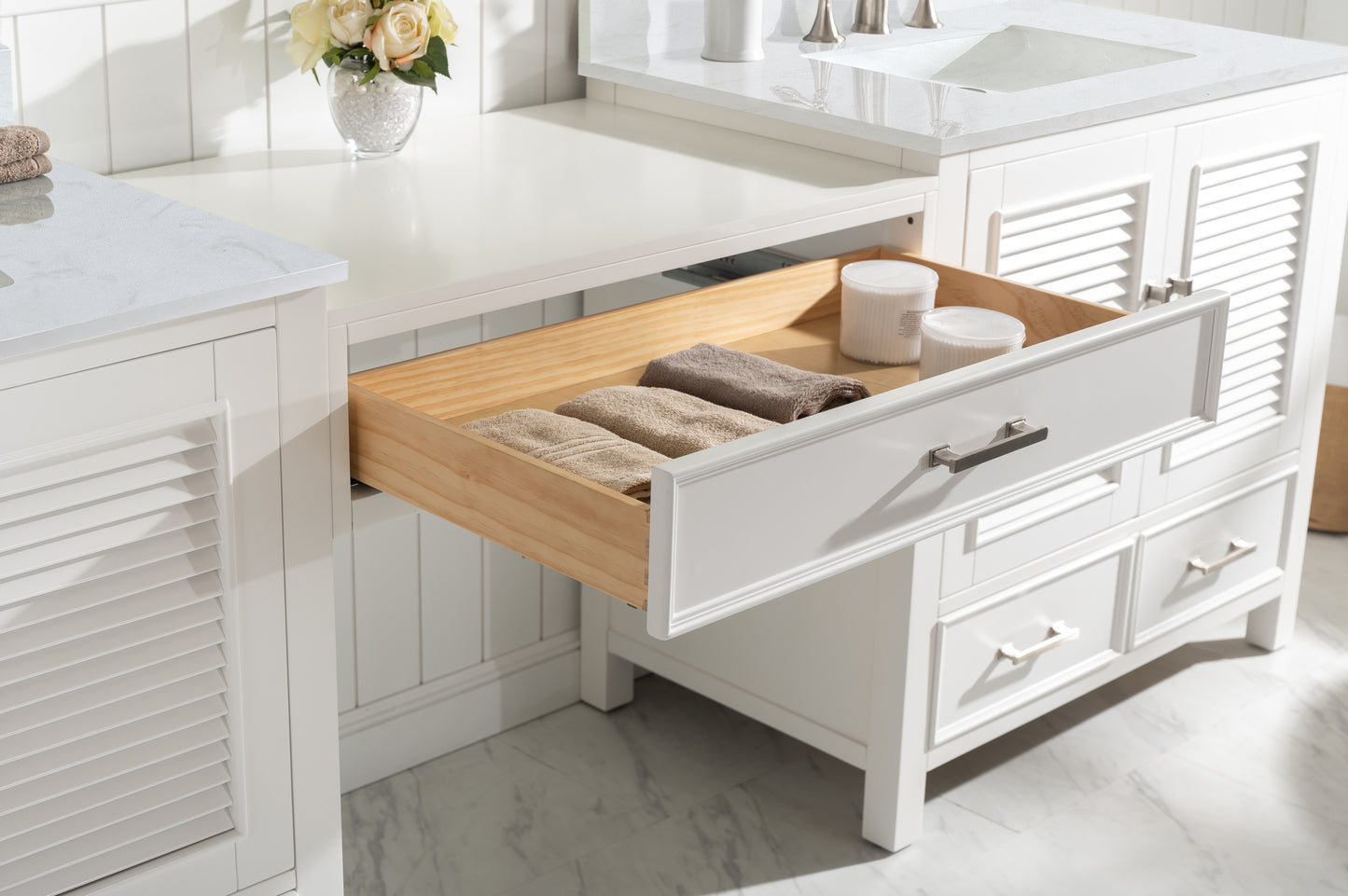 Estate 102" Double Sink Bathroom Vanity Modular Set in Gray