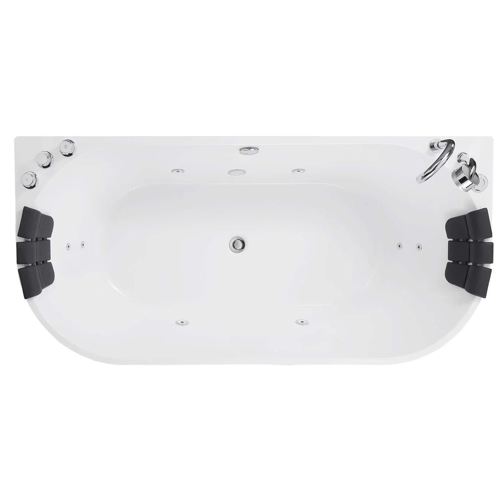 59" Freestanding Hydro Massage Whirlpool Bathtub with Center Drain