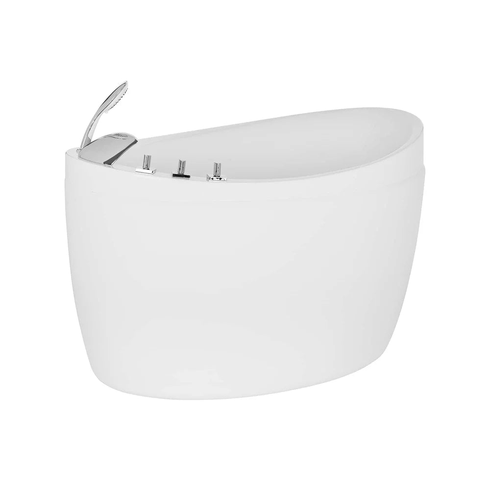 59" Freestanding Japanese-Style Soaking Tub with Reversible Drain