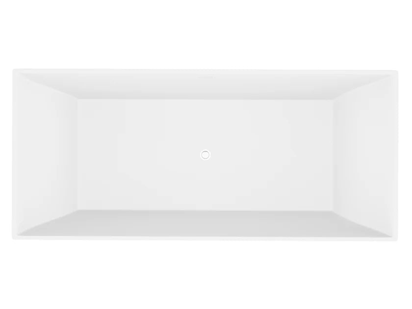 ANZZI Crema 5.9 ft. Solid Surface Center Drain Freestanding Bathtub in Matte White