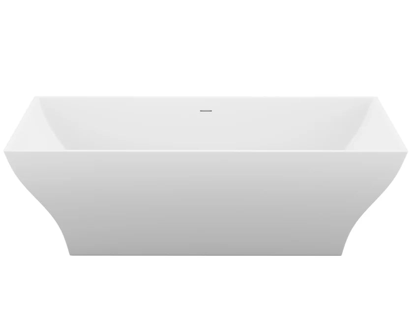 ANZZI Crema 5.9 ft. Solid Surface Center Drain Freestanding Bathtub in Matte White