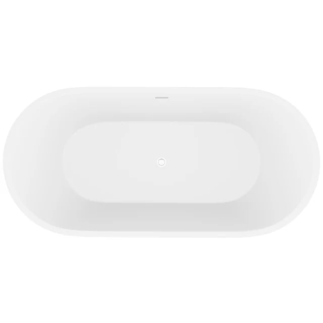 ANZZI Kosima 5.6 ft. Solid Surface Center Drain Freestanding Bathtub in Matte White