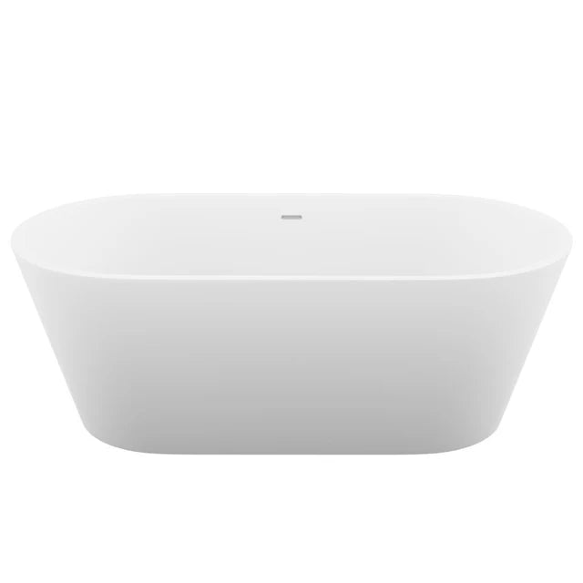 ANZZI Kosima 5.6 ft. Solid Surface Center Drain Freestanding Bathtub in Matte White