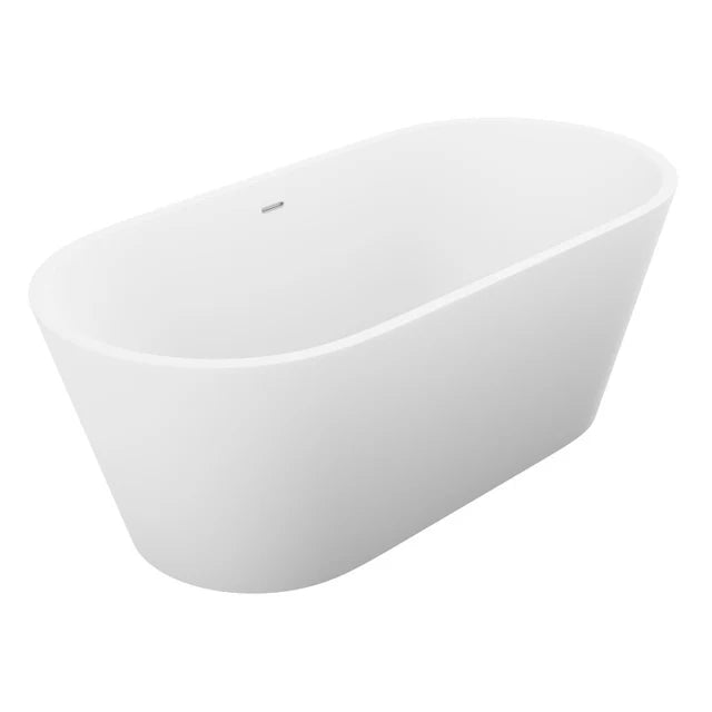 ANZZI Kosima 5.6 ft. Solid Surface Center Drain Freestanding Bathtub in Matte White