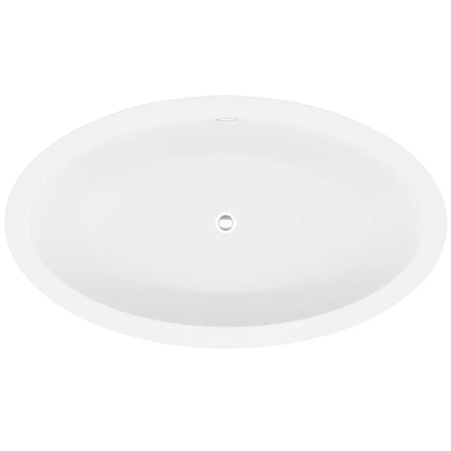 ANZZI Kekehun 6.3 ft. Solid Surface Center Drain Freestanding Bathtub in Matte White