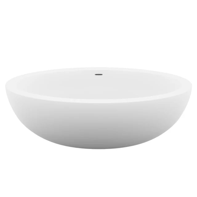 ANZZI Kekehun 6.3 ft. Solid Surface Center Drain Freestanding Bathtub in Matte White