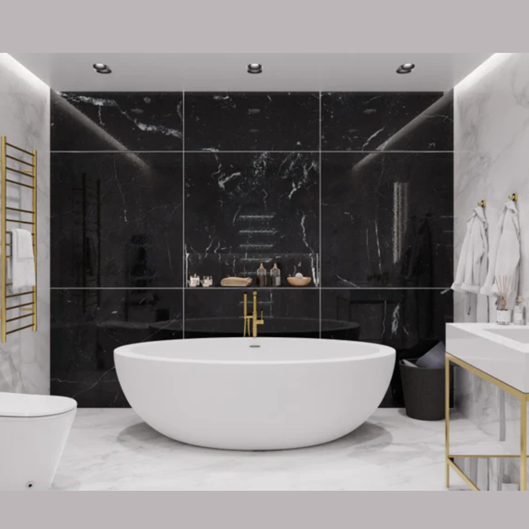 ANZZI Kekehun 6.3 ft. Solid Surface Center Drain Freestanding Bathtub in Matte White