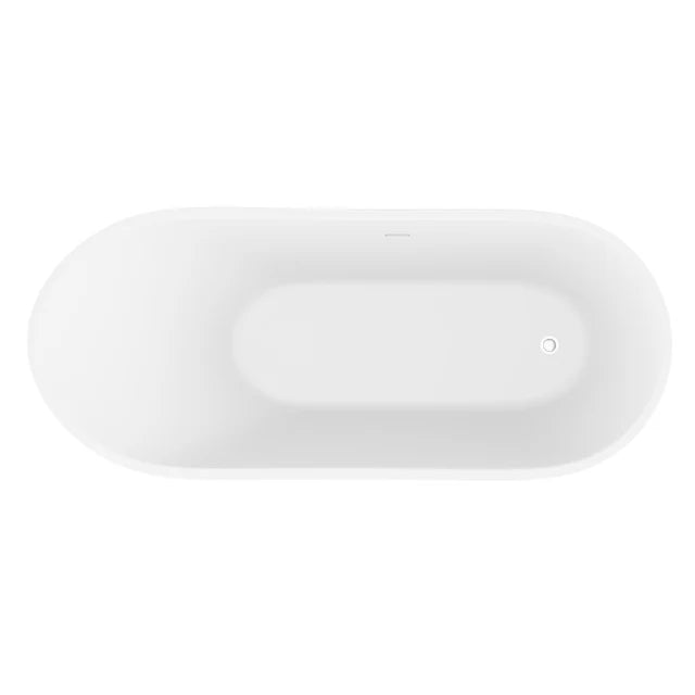ANZZI Tuasavi 5.6 ft. Solid Surface Center Drain Freestanding Bathtub in Matte White