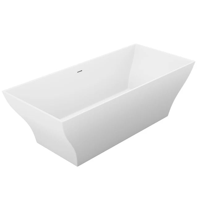 ANZZI Kayenge 5.9 ft. Solid Surface Center Drain Freestanding Bathtub in Matte White