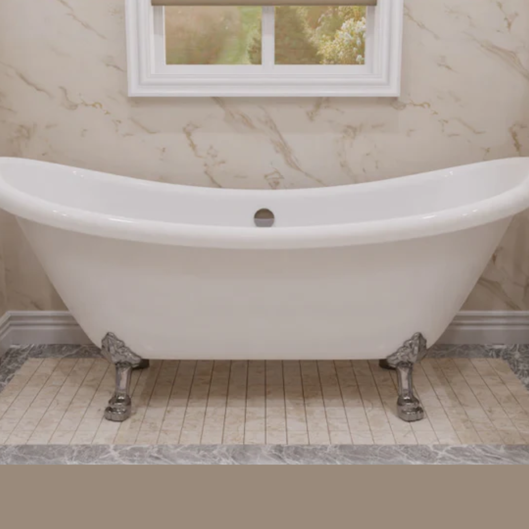 ANZZI 69.29” Belissima Double Slipper Acrylic Claw Foot Tub in White