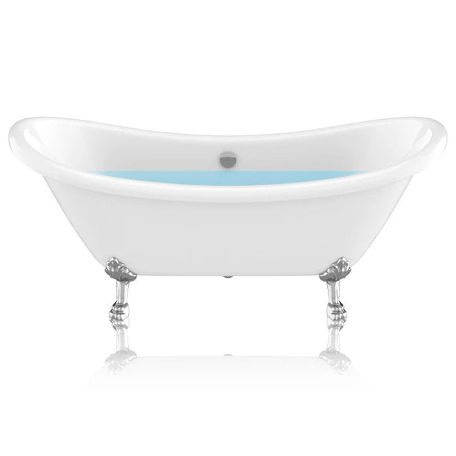 ANZZI 69.29” Belissima Double Slipper Acrylic Claw Foot Tub in White