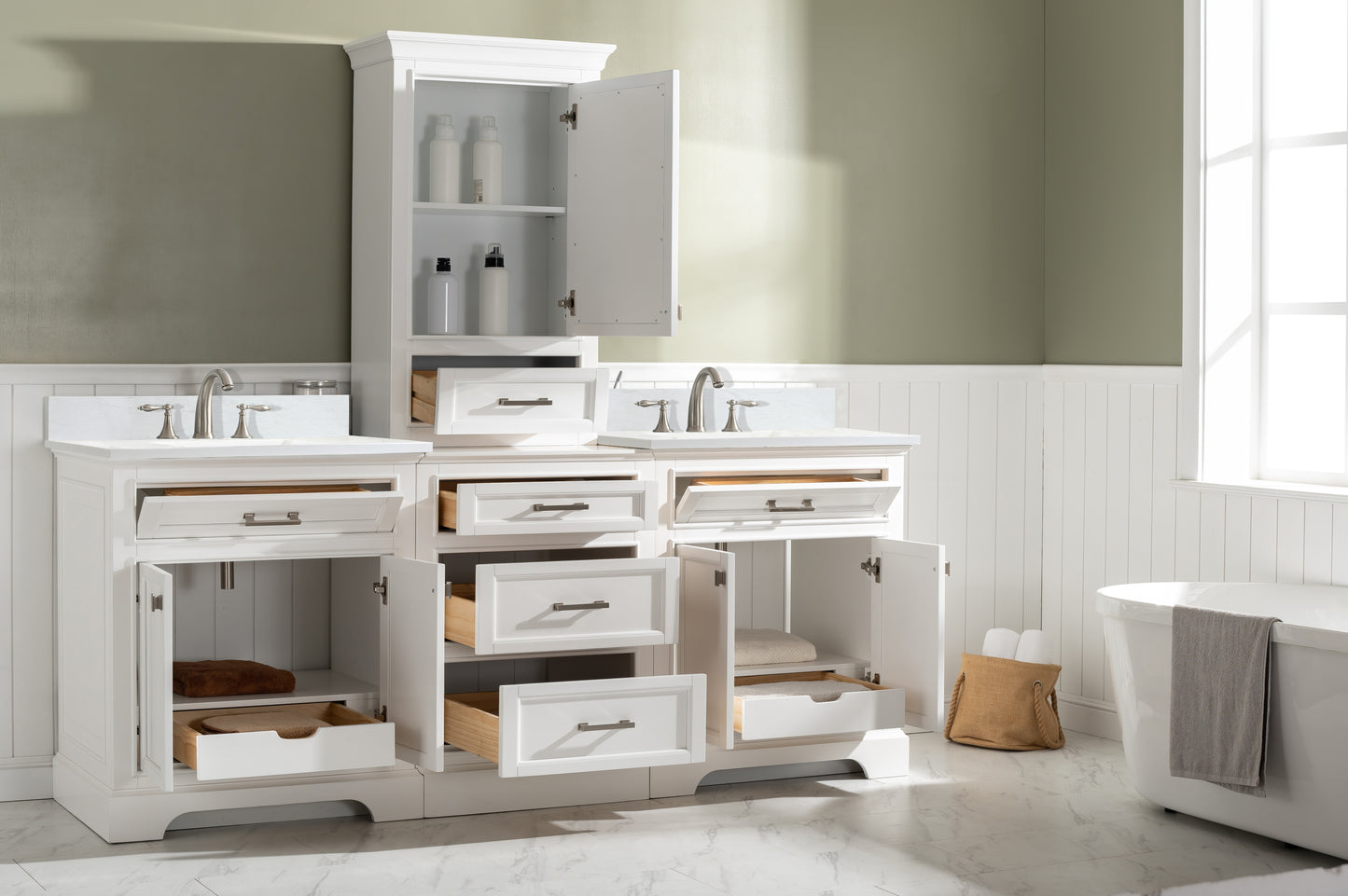 Milano 84" Double Sink Bathroom Vanity Modular Set