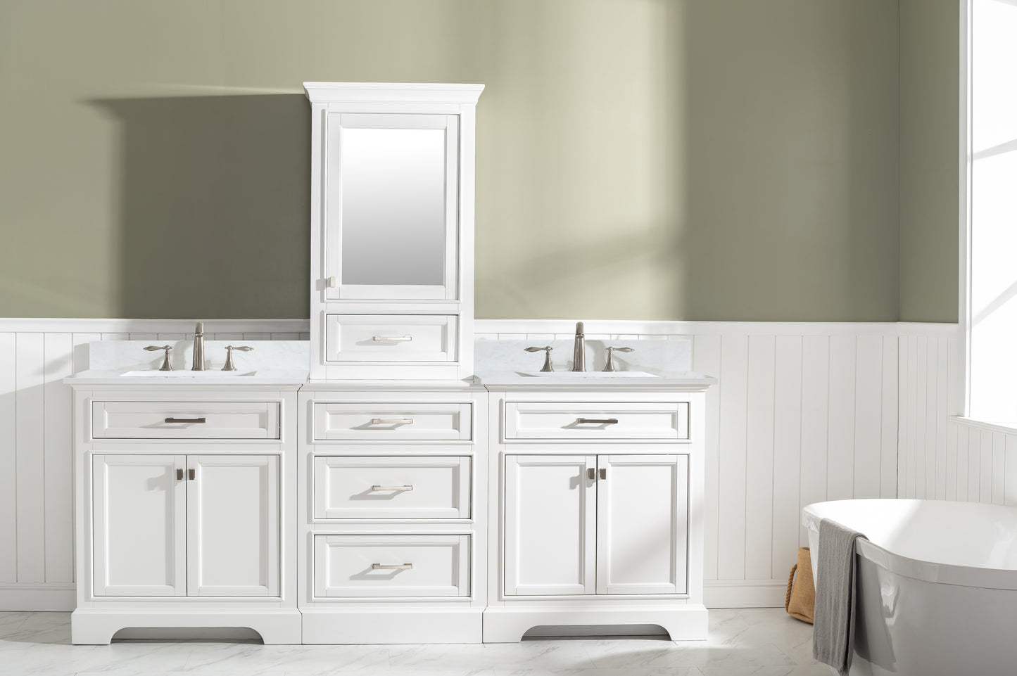 Milano 84" Double Sink Bathroom Vanity Modular Set