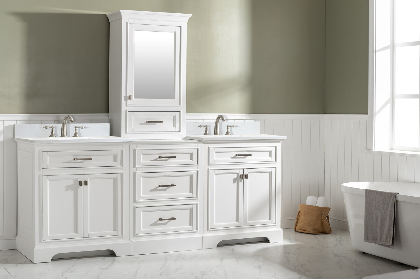 Milano 84" Double Sink Bathroom Vanity Modular Set