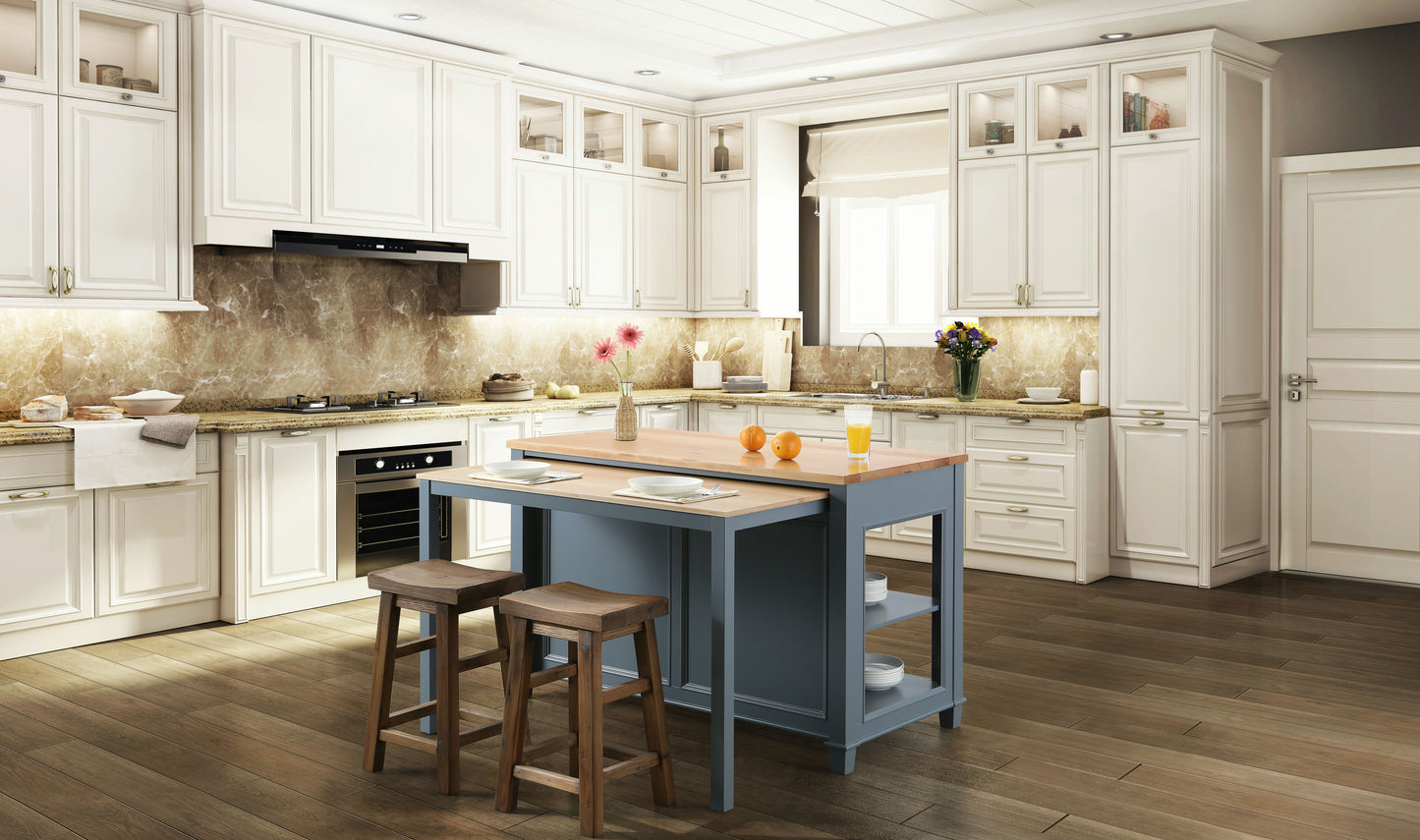Medley 54 In. Kitchen Island With Slide Out Table in White