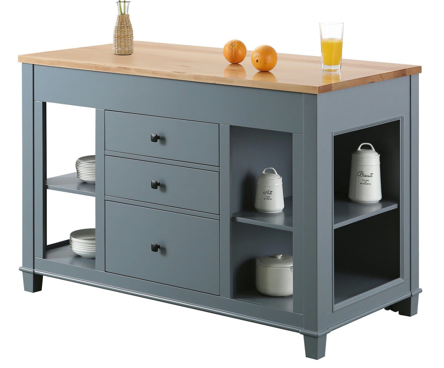 Medley 54 In. Kitchen Island With Slide Out Table in White