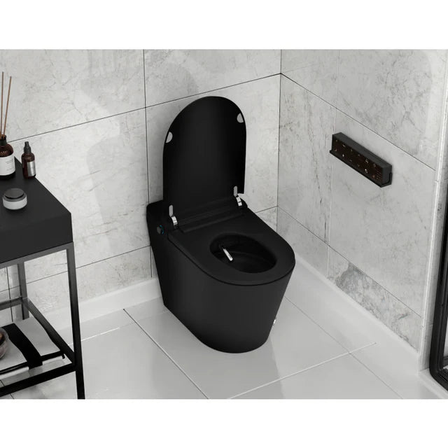 ANZZI ENVO Echo Elongated Smart Toilet Bidet in Matte Black with Auto Open, Auto Flush, Voice and Wi-Fi Controls