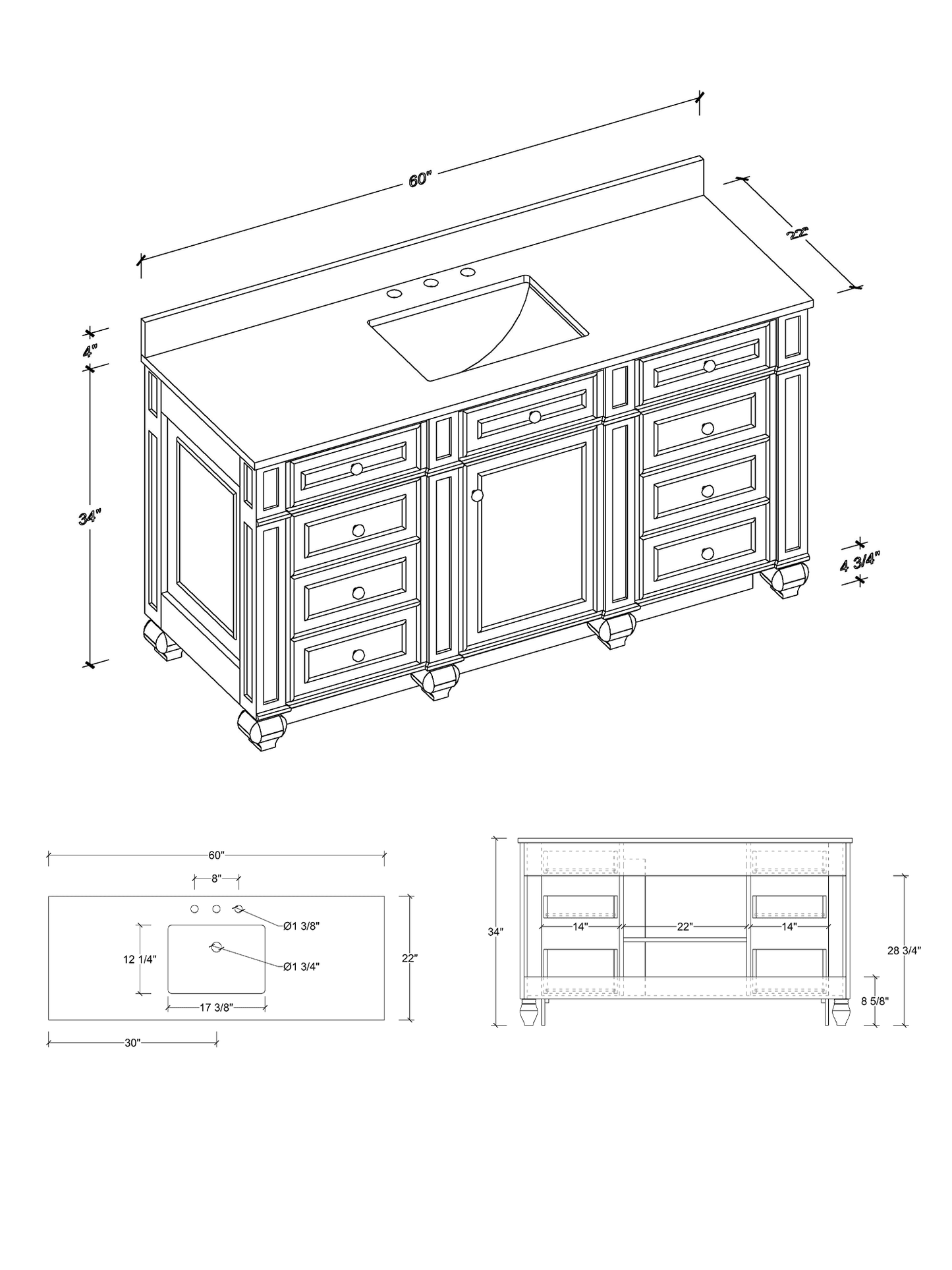 Winston 60" Single Vanity in Grey