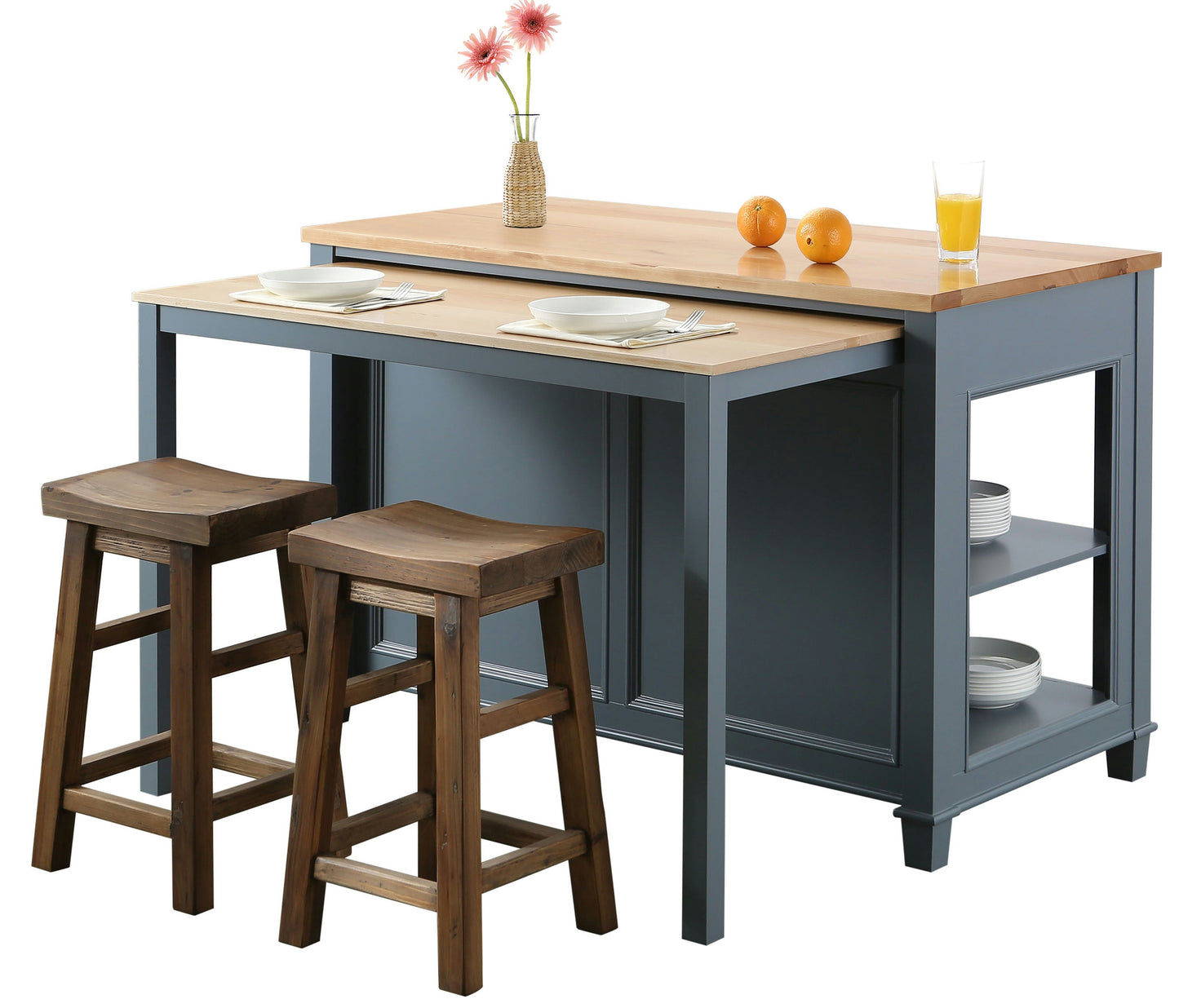 Medley 54 In. Kitchen Island With Slide Out Table in White