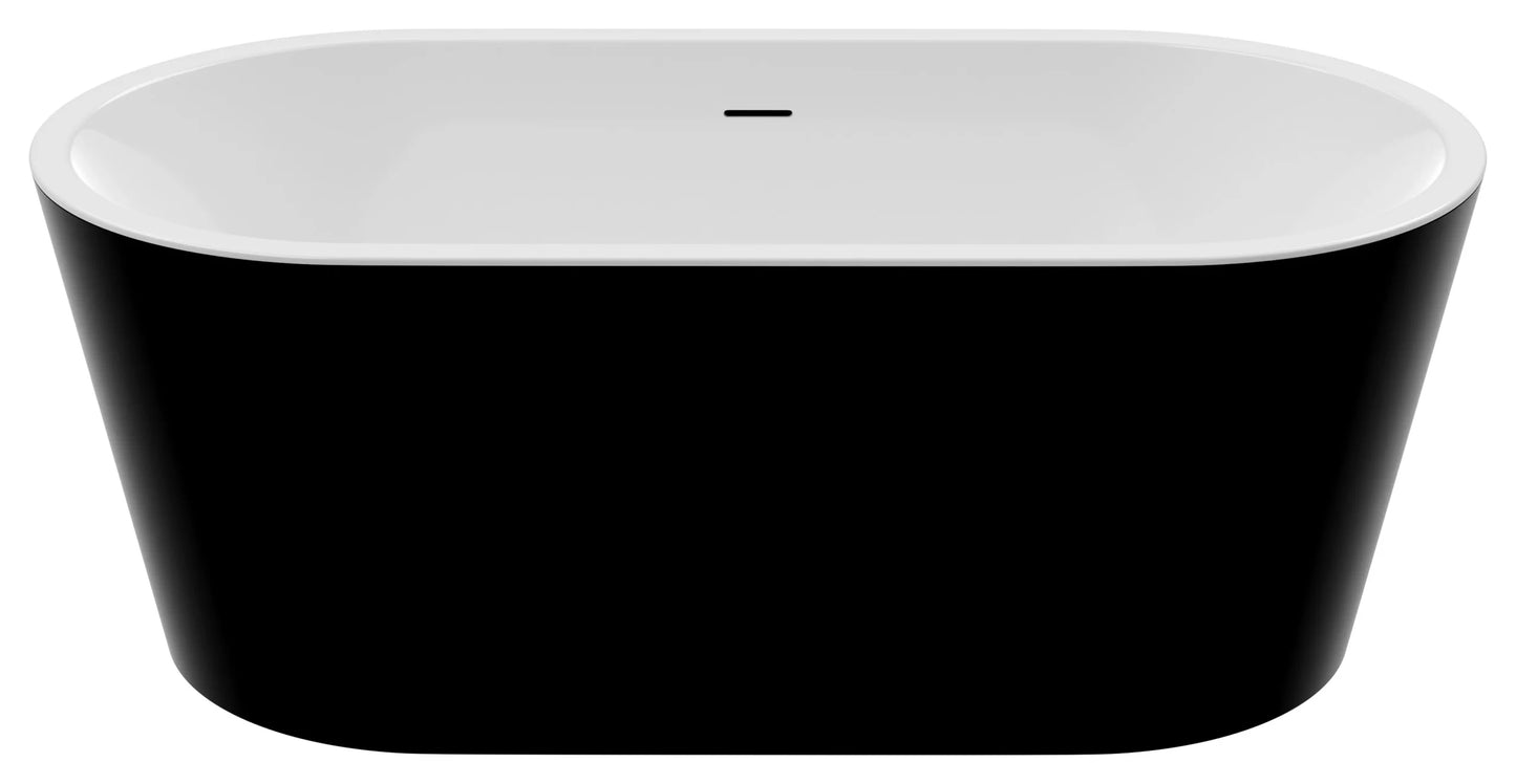 Chand Series 67 in. x 32 in. Flat Bottom Acrylic Freestanding Soaking Bathtub with Center Drain in Glossy Black