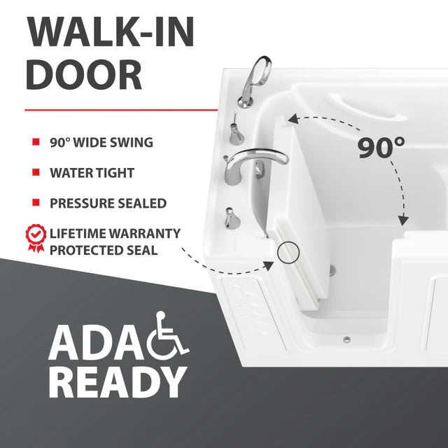 Walk-In Bathtub MediTub 2653 Series 26(W) x 53(L) x 38(H) in.