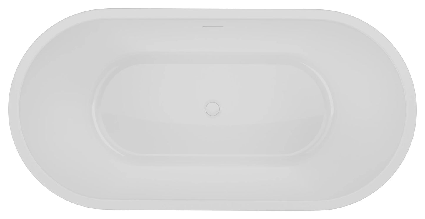 Chand Series 67 in. x 32 in. Flat Bottom Acrylic Freestanding Soaking Bathtub with Center Drain in Glossy Black