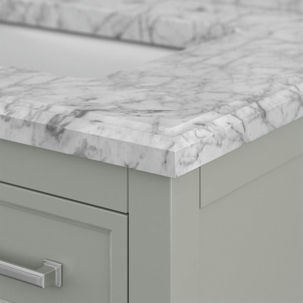 Design Element Affinity 31" Modern Bathroom Vanity in Gray Cabinet  Carrara White Marble Countertop