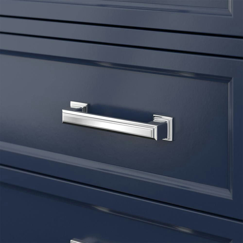 Design Element Affinity 31" Modern Bathroom Vanity in Blue Cabinet  Carrara White Marble Countertop