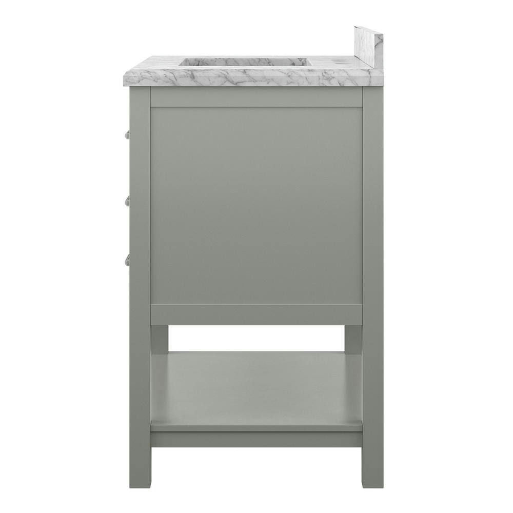 Design Element Affinity 31" Modern Bathroom Vanity in Gray Cabinet  Carrara White Marble Countertop