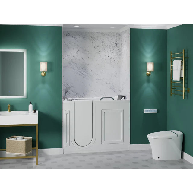 ANZZI Left Drain FULLY LOADED Walk-in Bathtub with Air Jets and Whirlpool Massage Jets Hot Tub | Quick Fill Waterfall Tub Filler with 6 Setting Handheld Shower Sprayer | Including Aromatherapy, LED Lights, V-Shaped Back Jets, and Auto Drain