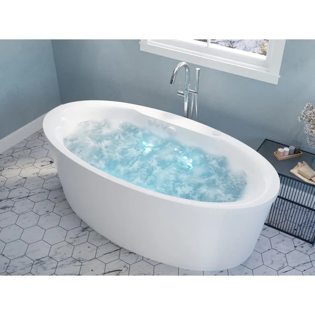 Heidi Series 67 in. x 34 in. Acrylic Combination 50 Gallon Capacity Freestanding Bathtub with Center Drain in White