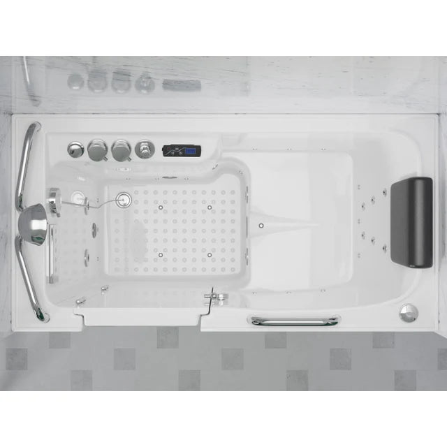 ANZZI Left Drain FULLY LOADED Walk-in Bathtub with Air Jets and Whirlpool Massage Jets Hot Tub | Quick Fill Waterfall Tub Filler with 6 Setting Handheld Shower Sprayer | Including Aromatherapy, LED Lights, V-Shaped Back Jets, and Auto Drain