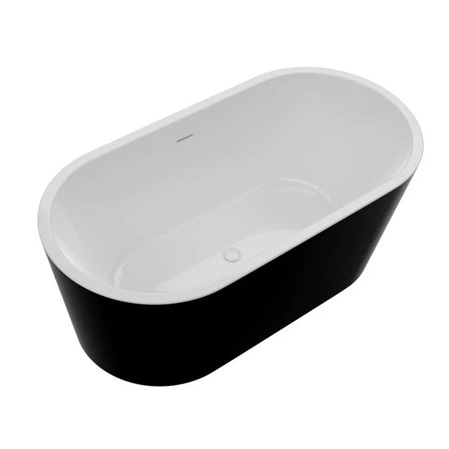 Chand Series 67 in. x 32 in. Flat Bottom Acrylic Freestanding Soaking Bathtub with Center Drain in Glossy Black