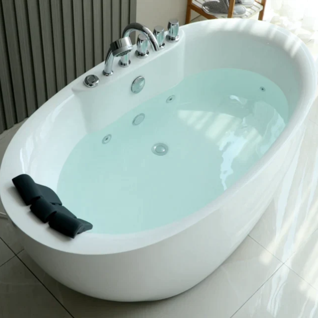 71" Freestanding Whirlpool Oval Bathtub