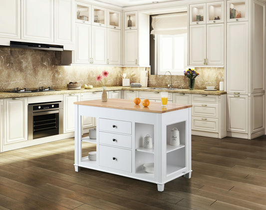 Medley 54 In. Kitchen Island With Slide Out Table in White