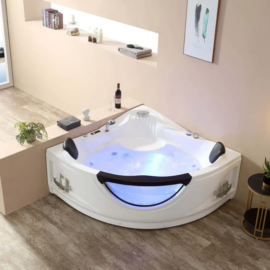 59" Alcove Whirlpool Thermostatic LED Tub