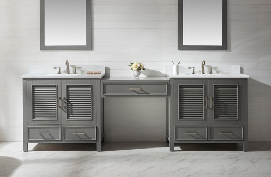Estate 102" Double Sink Bathroom Vanity Modular Set in Gray